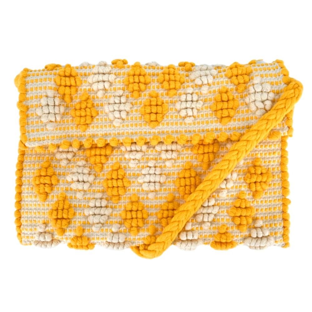 Antonello Tedde Yellow Beige Suni Rombetti Woven Crossbody Bag